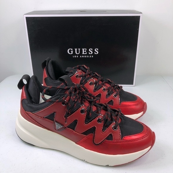 GUESS Tane Dark Red Low Top Sneakers - Picture 1 of 11